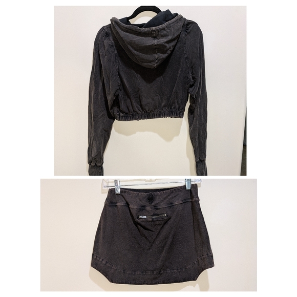 Free People Movement Hot Shot Skirt Set Skort Hoodie Two Piece Grey Small - Picture 3 of 7